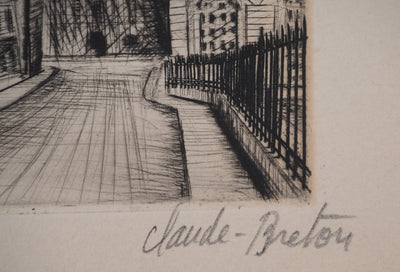 Claude BRETON : Rue d'une ville, Gravure originale signée