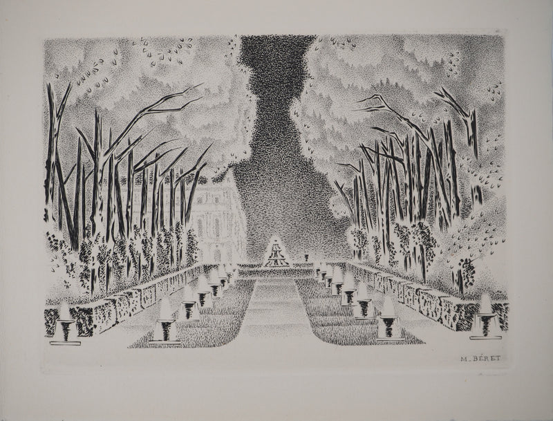 Michel BERET : Jardin à la française, Gravure originale (photo de détail 3) - Crédit photo : Galerie Art.Paris