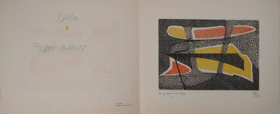 Elisabeth DE LA MAUVINIERE : Motif rouge et jaune, Gravure originale (vue générale) - Crédit photo : Galerie Art.Paris