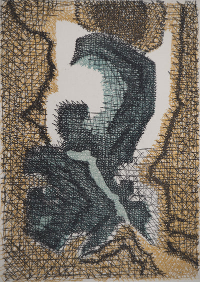 Elisabeth DE LA MAUVINIERE : Motif vert et jaune, Gravure originale (photo de détail 3) - Crédit photo : Galerie Art.Paris