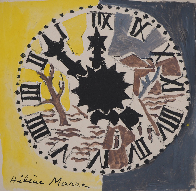 Hélène MARRE : Horloge, Lithographie originale (photo de détail 3) - Crédit photo : Galerie Art.Paris