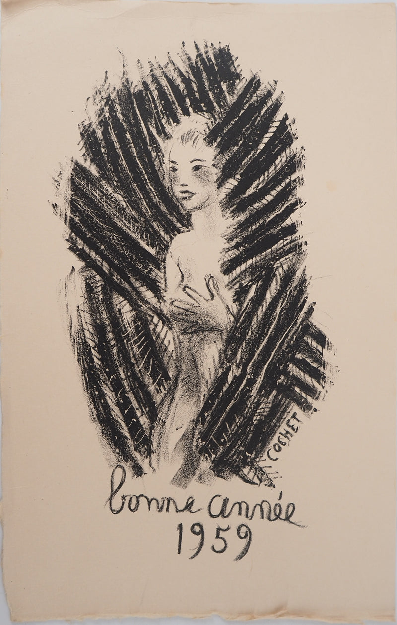 Gérard COCHET : Jeune fille, Lithographie originale (vue générale) - Crédit photo : Galerie Art.Paris