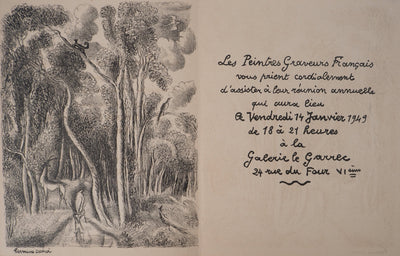 Hermine DAVID : Animaux en paix dans la forêt, Lithographie originale (photo de détail 3) - Crédit photo : Galerie Art.Paris