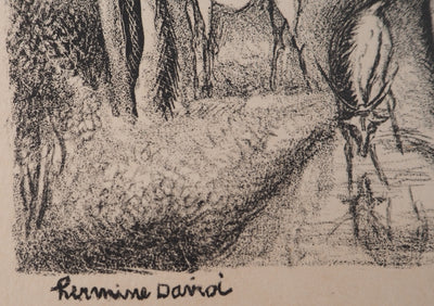 Hermine DAVID : Animaux en paix dans la forêt, Lithographie originale (photo de détail 2) - Crédit photo : Galerie Art.Paris