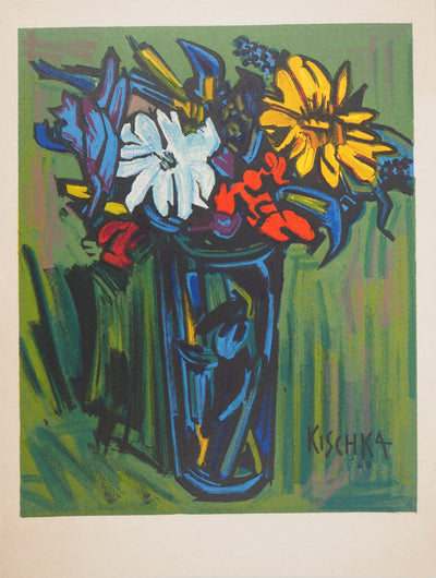 Isis KISCHKA : Bouquet de fleurs, Lithographie originale (vue générale) - Crédit photo : Galerie Art.Paris