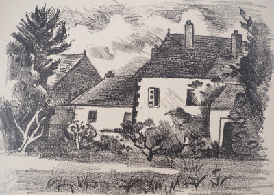 Hélène MARRE : Devant une maison (La maison de Claudine) , Lithographie originale (photo de détail 3) - Crédit photo : Galerie Art.Paris