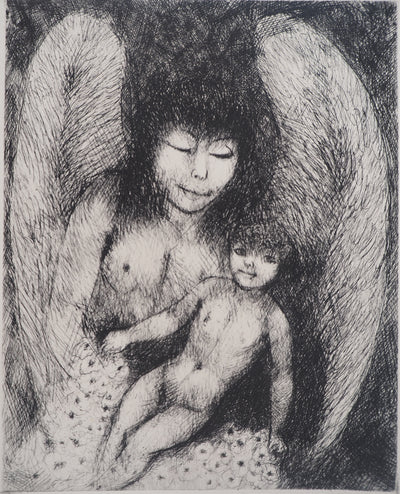 Edouard GOERG : Ange et l'enfant , Gravure originale (photo de détail 3) - Crédit photo : Galerie Art.Paris