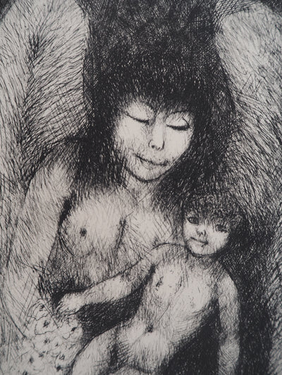 Edouard GOERG : Ange et l'enfant , Gravure originale (photo de détail 4) - Crédit photo : Galerie Art.Paris