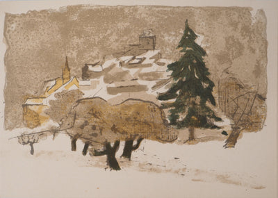 Pierre-Eugène CLAIRIN : Maison au sommet de la montagne, Lithographie originale (vue générale) - Crédit photo : Galerie Art.Paris