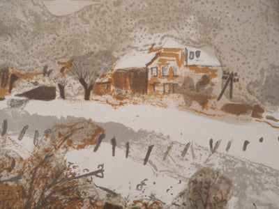 Pierre-Eugène CLAIRIN : Maison sous la neige, Lithographie originale (photo de détail 2) - Crédit photo : Galerie Art.Paris