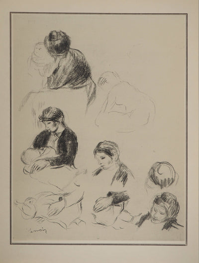 Pierre-Auguste RENOIR : Etudes de maternité, Lithographie originale (vue générale) - Crédit photo : Galerie Art.Paris