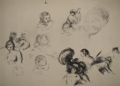 Pierre-Auguste RENOIR : Feuille d'études d'enfant, Lithographie originale (photo de détail 2) - Crédit photo : Galerie Art.Paris