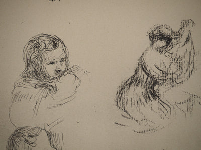 Pierre-Auguste RENOIR : Feuille d'études d'enfant, Lithographie originale (photo de détail 4) - Crédit photo : Galerie Art.Paris