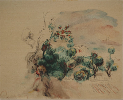 Pierre-Auguste RENOIR : Paysage arboré, Lithographie originale (vue générale) - Crédit photo : Galerie Art.Paris