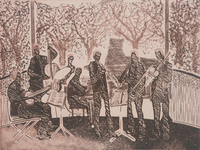 Simon-Nicolas SOCHOS : Les musiciens du Luxembourg, Gravure originale signée