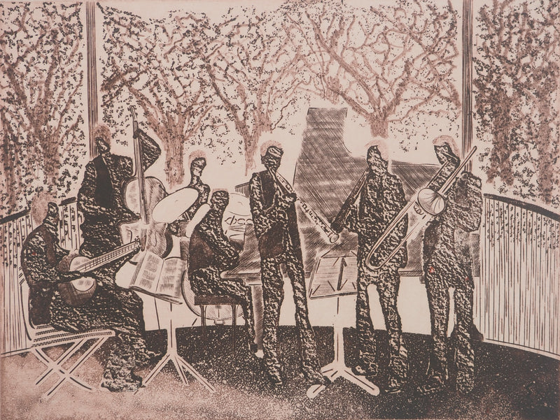 Simon-Nicolas SOCHOS : Les musiciens du Luxembourg, Gravure originale signée