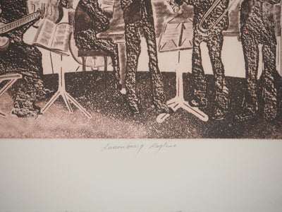 Simon-Nicolas SOCHOS : Les musiciens du Luxembourg, Gravure originale signée