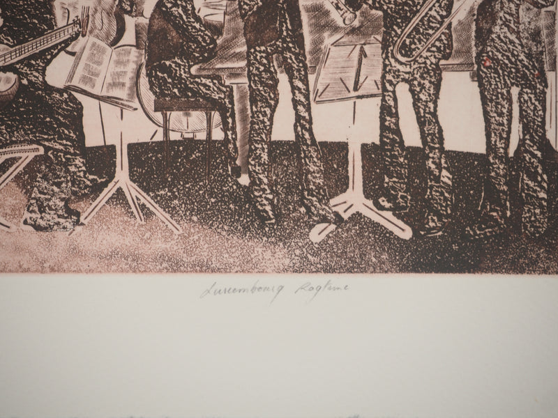 Simon-Nicolas SOCHOS : Les musiciens du Luxembourg, Gravure originale signée
