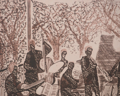 Simon-Nicolas SOCHOS : Les musiciens du Luxembourg, Gravure originale signée