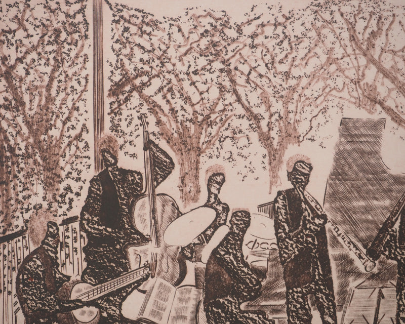 Simon-Nicolas SOCHOS : Les musiciens du Luxembourg, Gravure originale signée