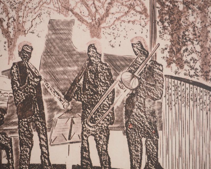 Simon-Nicolas SOCHOS : Les musiciens du Luxembourg, Gravure originale signée