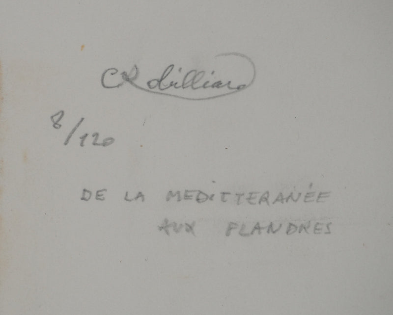 Christian ROBILLIARD : De la Méditerranée aux Flandres, Gravure originale signée