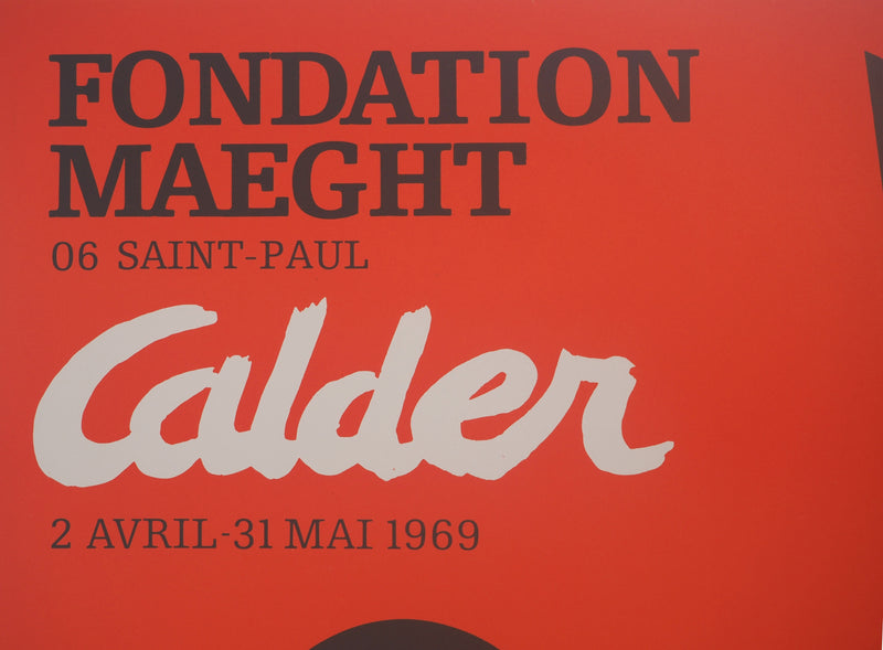 Alexander CALDER : Stabile noir sur fond rouge, Affiche en lithographie originale signée