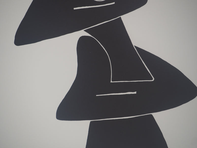 Alexander CALDER : Stabile noir et soleil rouge, Affiche en lithographie originale