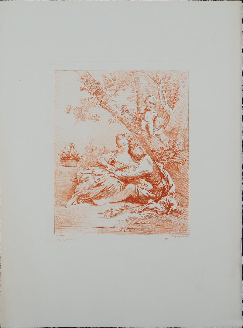 François BOUCHER : Déjeuner champêtre, Gravure