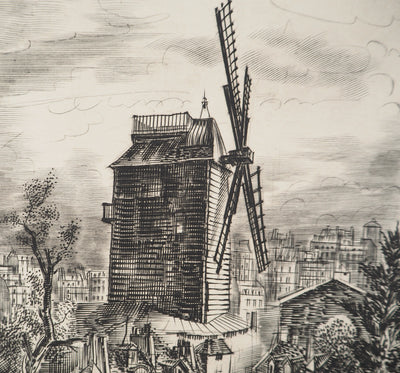 Albert DECARIS : Vue sur Montmartre, Gravure originale signée