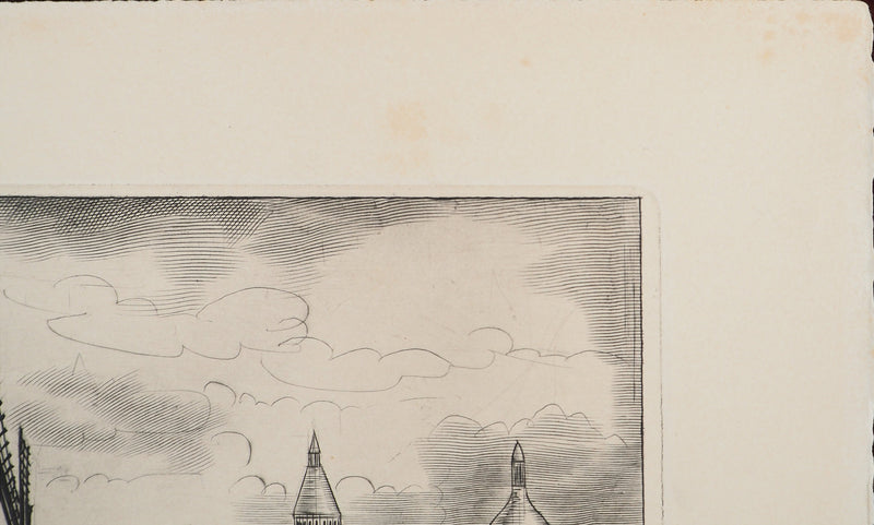 Albert DECARIS : Vue sur Montmartre, Gravure originale signée