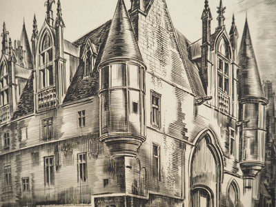 Albert DECARIS : Promenade en ville, Gravure originale signée