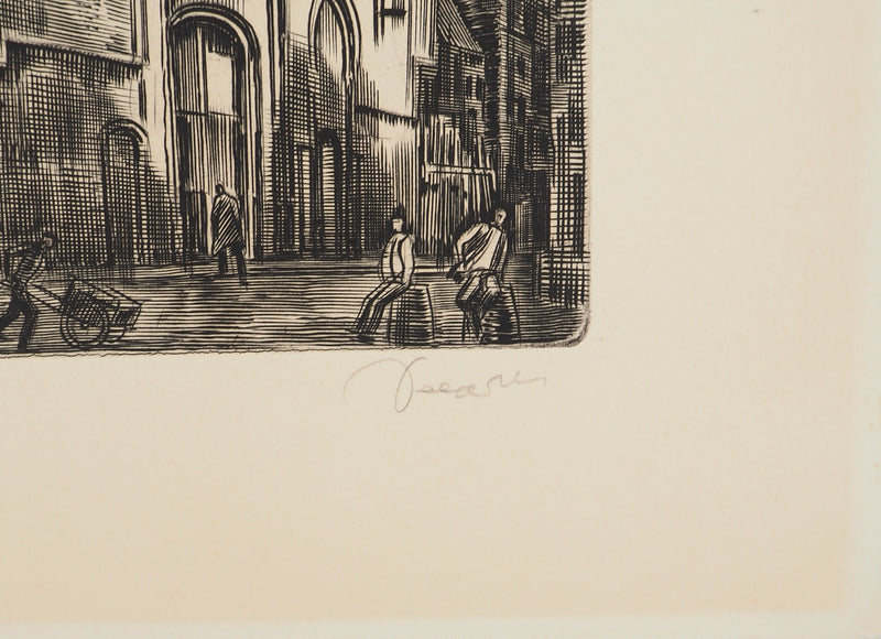 Albert DECARIS : Promenade en ville, Gravure originale signée