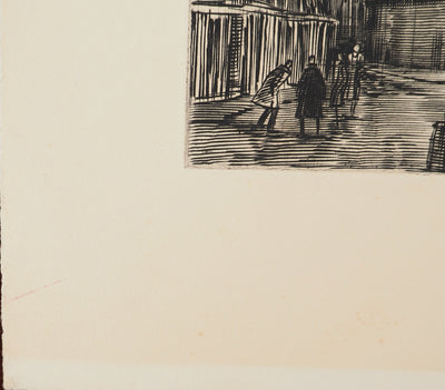 Albert DECARIS : Promenade en ville, Gravure originale signée