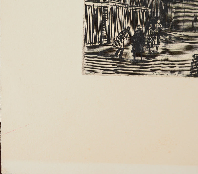 Albert DECARIS : Promenade en ville, Gravure originale signée