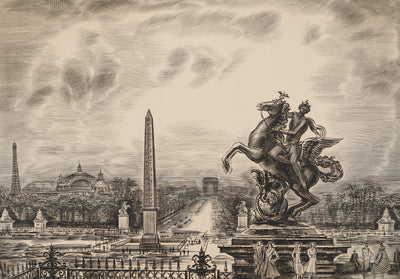 Albert DECARIS : Vue sur Paris, Gravure originale signée
