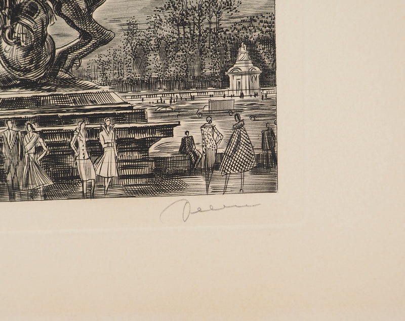 Albert DECARIS : Vue sur Paris, Gravure originale signée