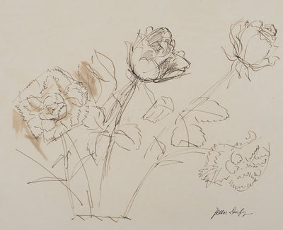 Jean DUFY : Bouquet de roses, Dessin original signé