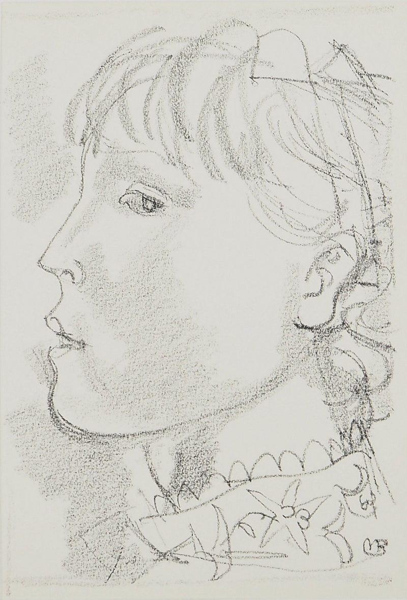 Maurice BARRAUD : Profil de jeune fille, Lithographie originale signée