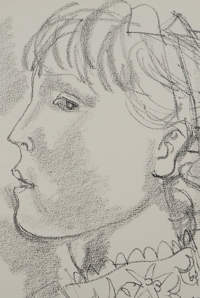 Maurice BARRAUD : Profil de jeune fille, Lithographie originale signée