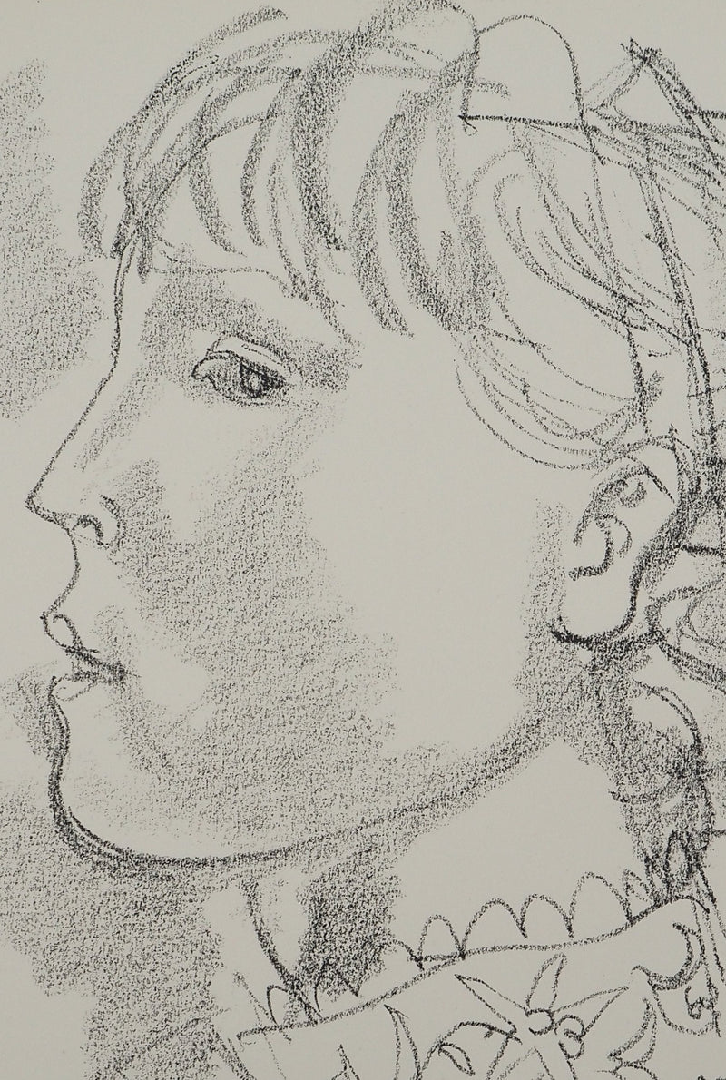 Maurice BARRAUD : Profil de jeune fille, Lithographie originale signée