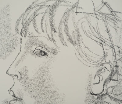 Maurice BARRAUD : Profil de jeune fille, Lithographie originale signée
