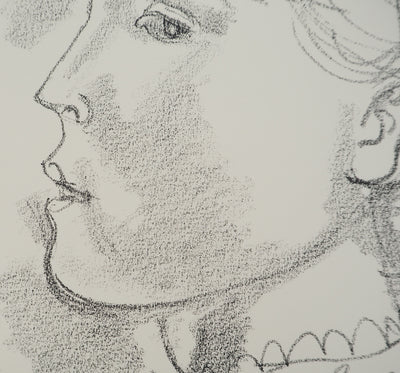 Maurice BARRAUD : Profil de jeune fille, Lithographie originale signée