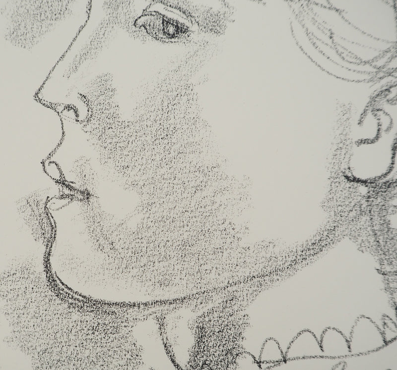 Maurice BARRAUD : Profil de jeune fille, Lithographie originale signée