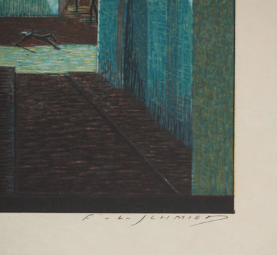 François-Louis SCHMIED : L'attaque, Bois gravé original signé