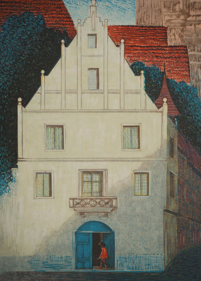 François-Louis SCHMIED : Maison blanche, Bois gravé original signé