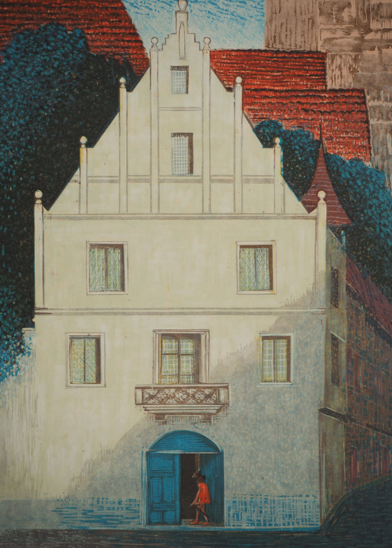 François-Louis SCHMIED : Maison blanche, Bois gravé original signé