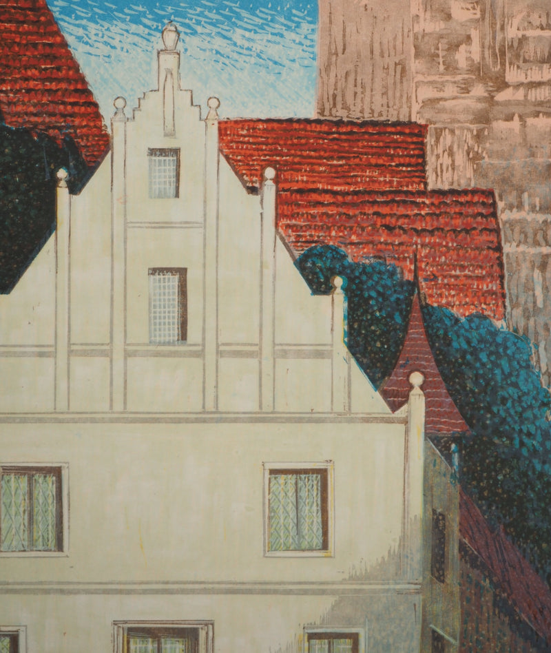 François-Louis SCHMIED : Maison blanche, Bois gravé original signé