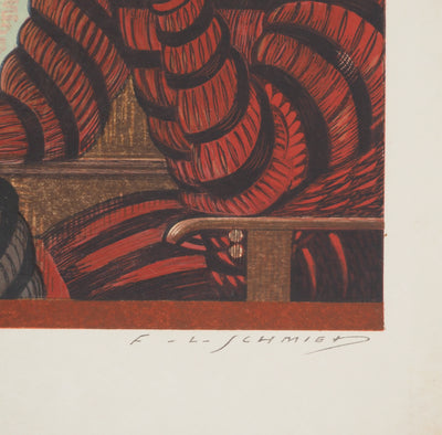 François-Louis SCHMIED : Conversation, Bois gravé original signé