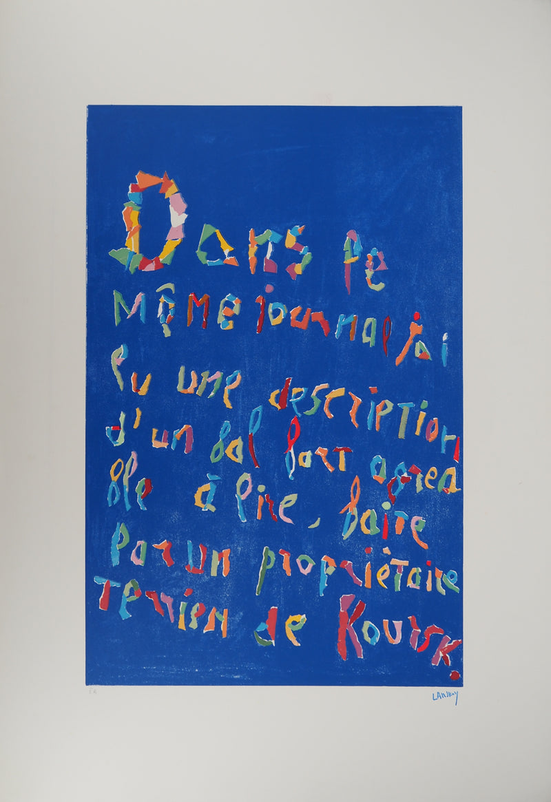 André LANSKOY : Dans le journal, Lithographie originale signée